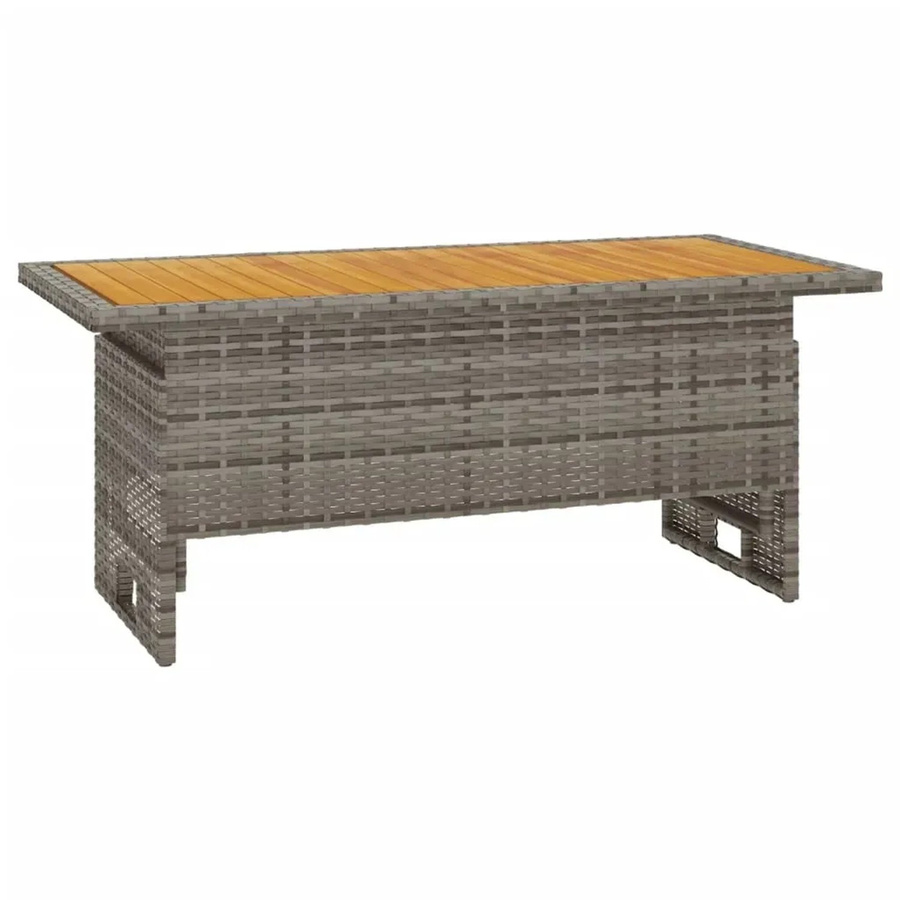 vidaXL Gartentisch aus Akazienholz und Poly Rattan in Grau, höhenverstellbar, B/T/H: 100 x 50 x 43/63 cm - Bild 2
