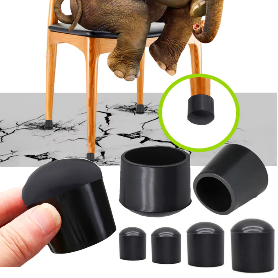 16 Stück Silikon Tischbein-Schutzschoner in Schwarz und Transparent als rutschfeste Endabdeckungen für Möbel zur Geräuschreduzierung - Bild 3