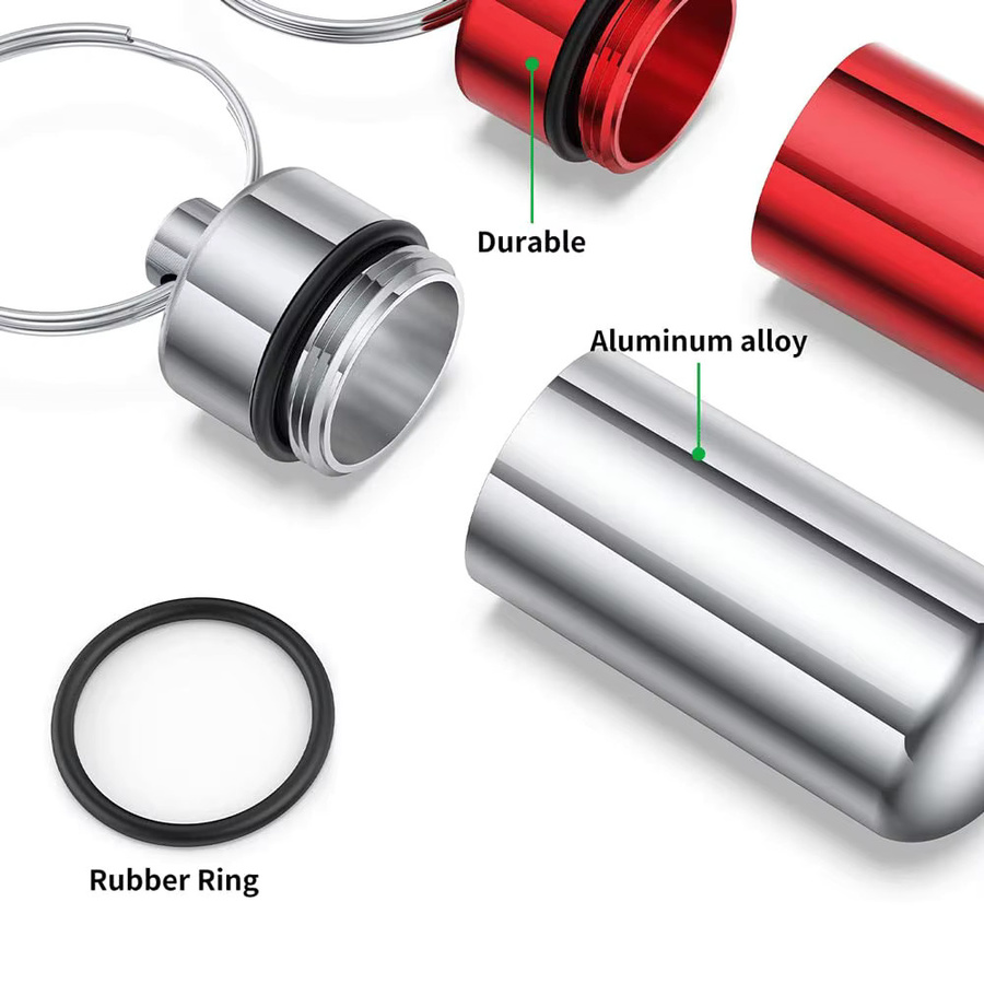 Wasserdichte Aluminium-Pillendose von Untior in Rot für Medikamente und Vitamine beim Camping und Reisen - Bild 2