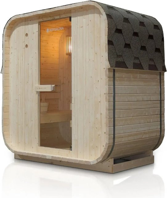 Artsauna Fasssauna Nolvik M Cube Design für 2 Personen mit 3,6 kW Ofen und Zubehör - Bild 2