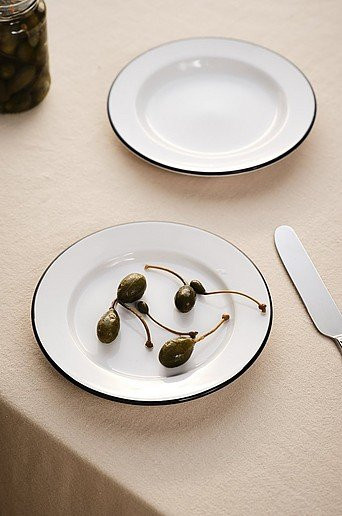 ALVE Beilagenteller Stoneware 2er-Pack gestreift in Schwarz und Weiß Durchmesser: 18 cm - Bild 1