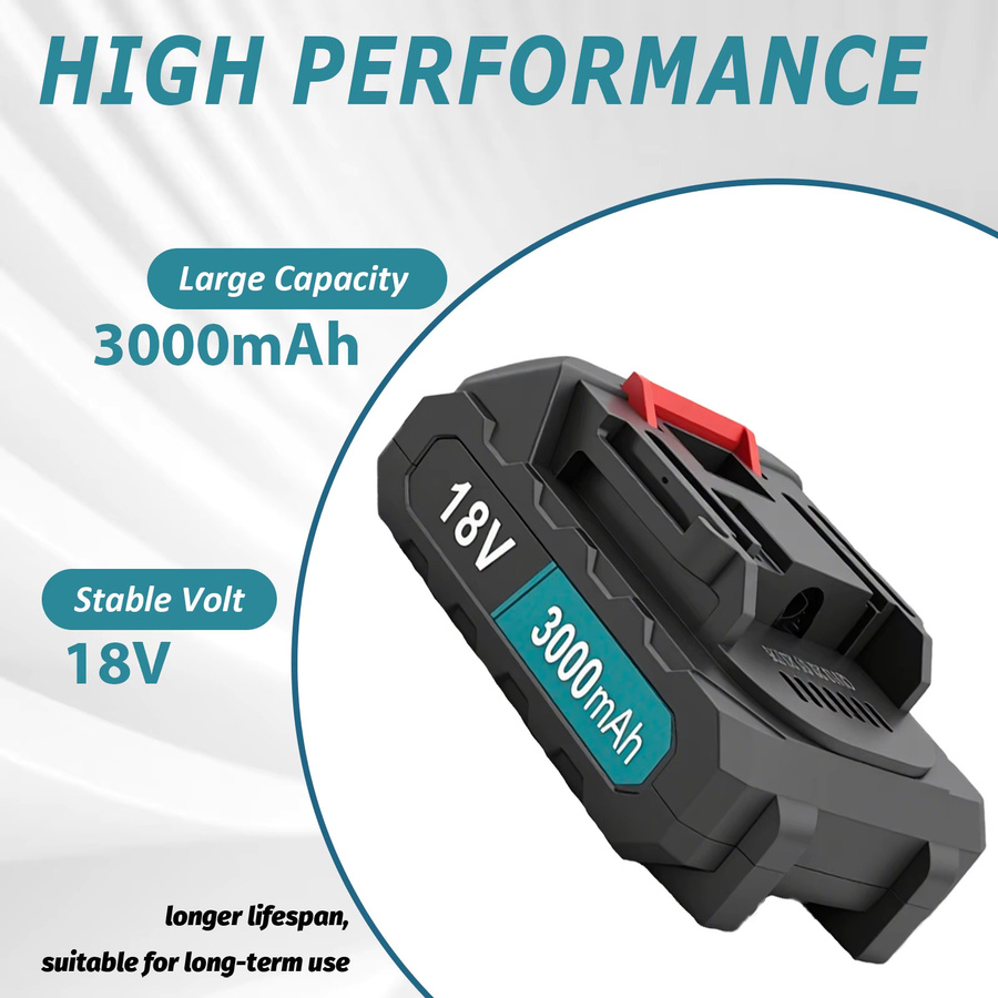 2er-Pack Ersatzakku für Makita 18V Akku-Werkzeuge mit 3000mAh und USB-C-Ladeanschluss, Schwarz - Bild 3