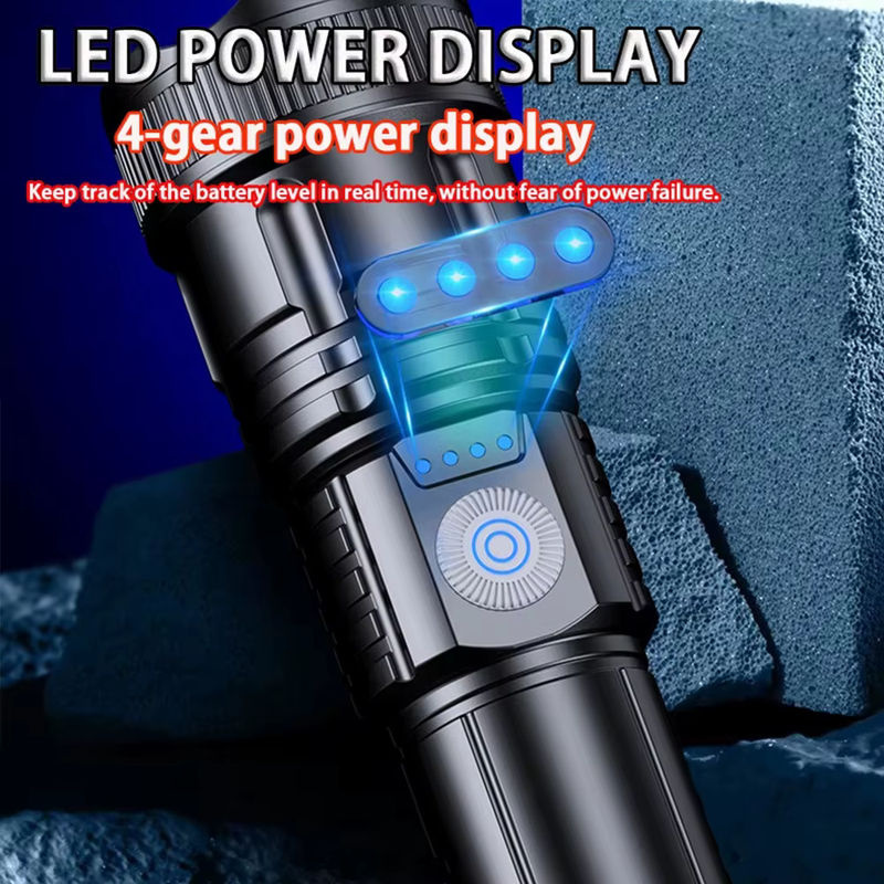 XIWANGFIRE LED Camping Taschenlampe mit 500 Lumen, 3 Lichtmodi, wasserdicht und wiederaufladbar, Schwarz - Bild 4