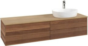 V&B Waschtischunterschrank Antao mit Frontstruktur in Eiche Honig, Wandhängend, B: 160 cm, T: 50 cm - Bild 1