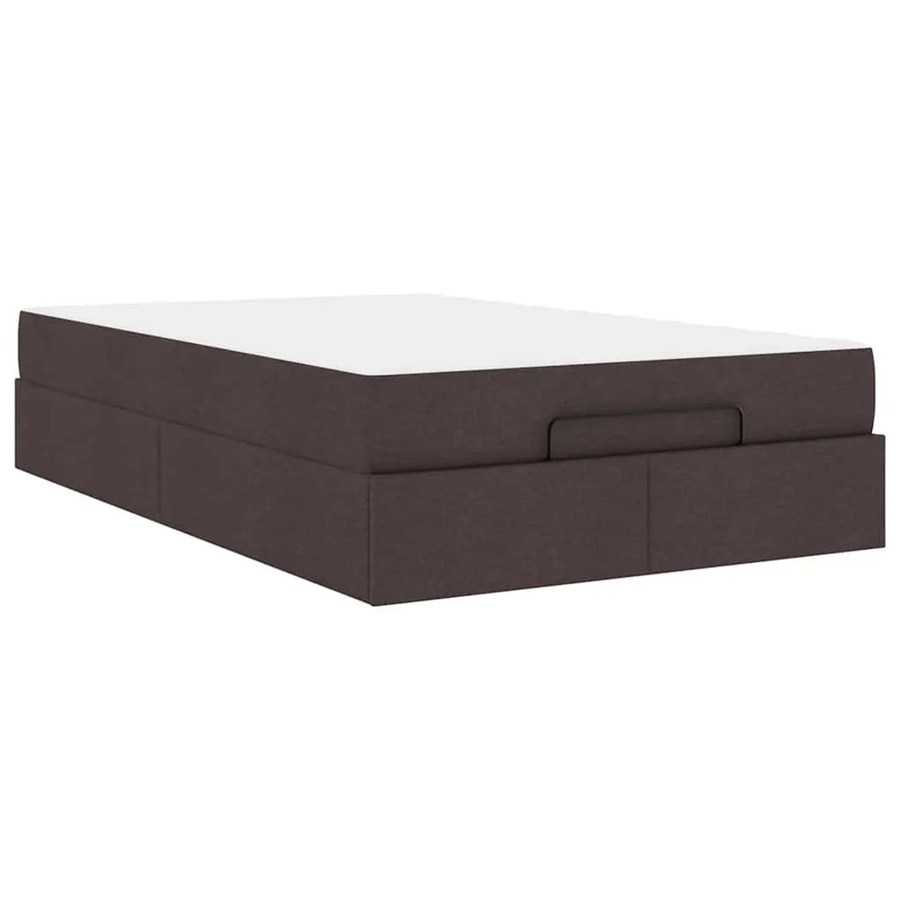 vidaXL Bettgestell mit Matratze und Schubladen in Braun, Stoff und Holz, B/T/H: 120 x 193 x 43,5 cm - Bild 2
