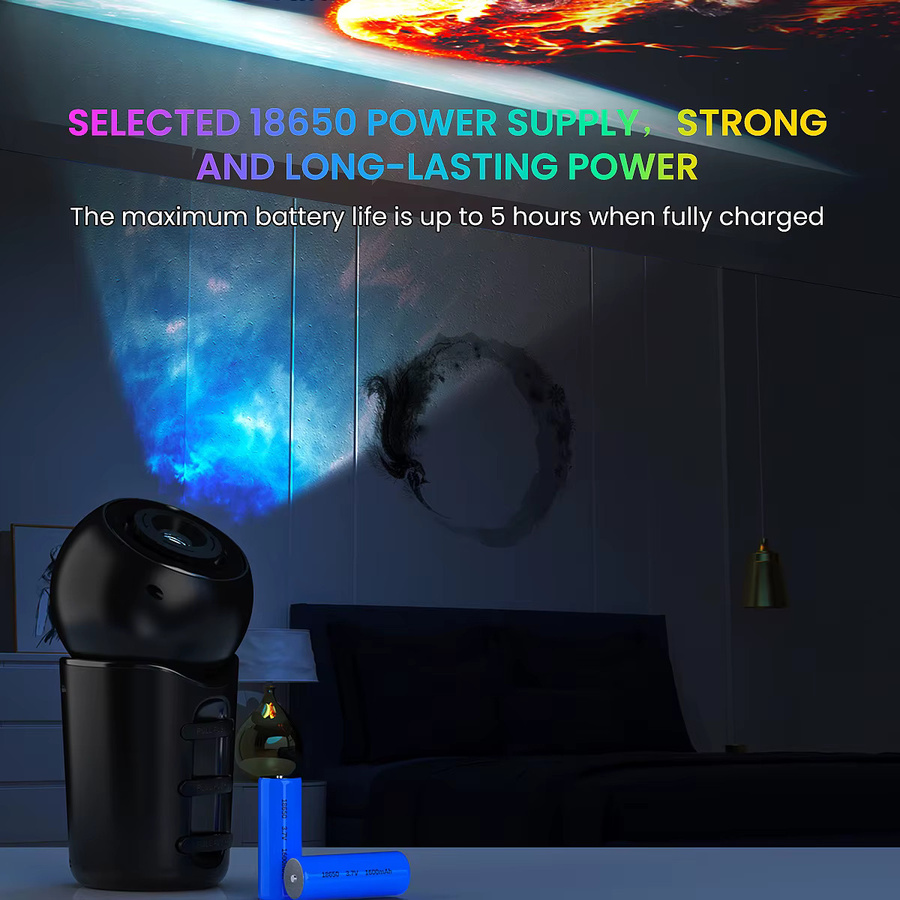 Wiederaufladbarer tragbarer Galaxy-Lichtprojektor mit 4 HD-Filmscheiben und einstellbarer Fokuslinse als Nachtlichtprojektor - Bild 3