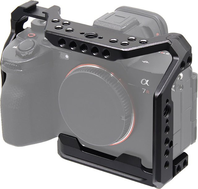 XT-XINTE Kamerakäfig aus Aluminium für Sony A7/A9 Serie, Schwarz, Full Frame Schutz-Rig mit 1/4 und 3/8 Zoll Anschlüssen - Bild 1