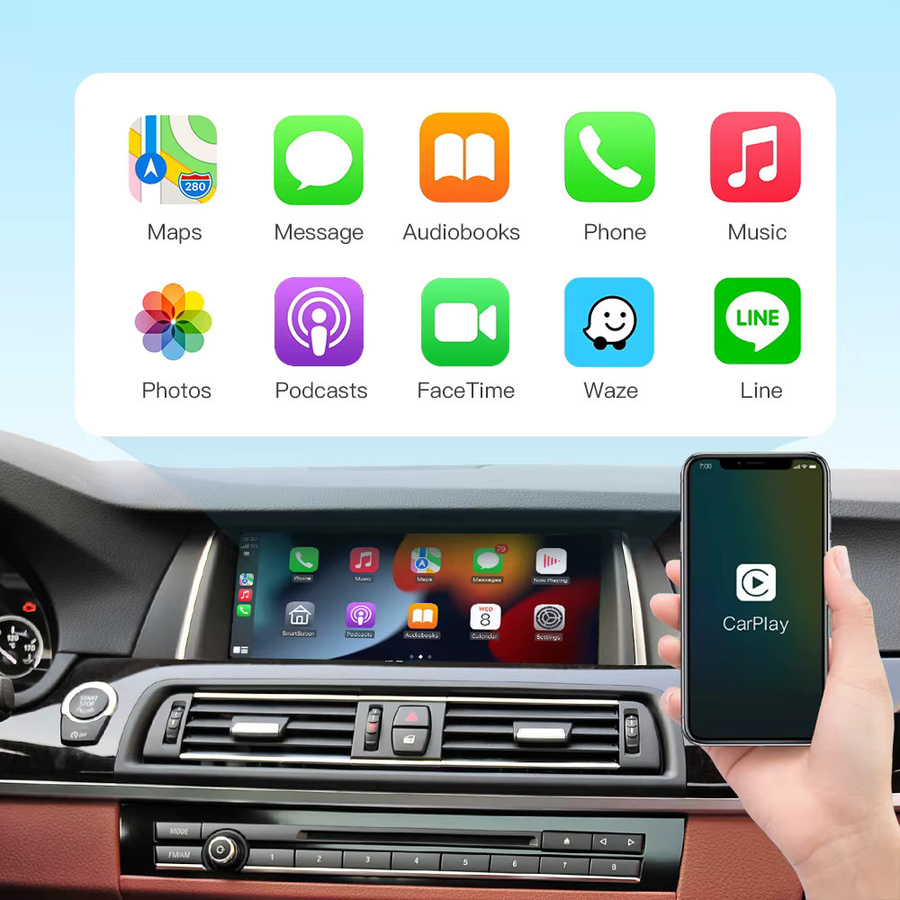 AUTOABC Kabelloses CarPlay und Android Auto Modul mit Mirror Link für BMW 5er 7er Serie F10 F11 F07 GT F01 F02 F03 F04 X3 X4 F25 F26 in Schwarz - Bild 3