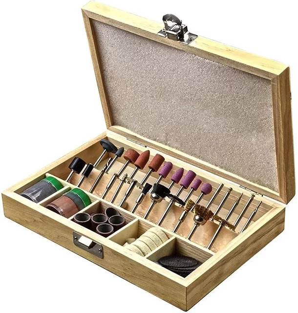 Skeyo 100-teiliges Bit-Set für elektrisches Drehwerkzeug zum Schleifen, Polieren und Schnitzen, 1/8-Zoll-Griff, Multicolor - Bild 1