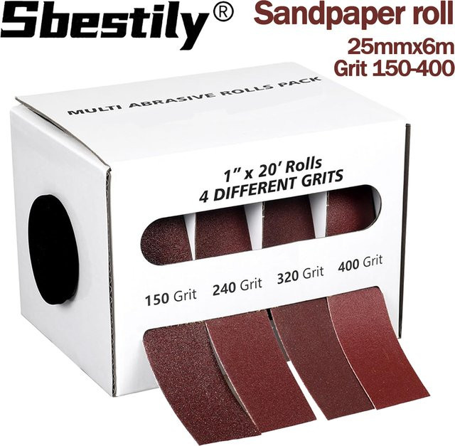 SI FANG Schleifpapier Rollenset aus Aluminiumoxid mit den Körnungen 150, 240, 320 und 400 für Holzbearbeitung, Metall und Automobilpolitur - Bild 1