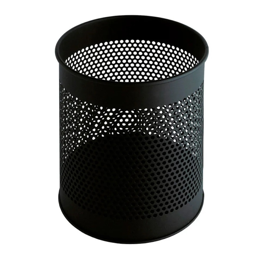 PROREGAL Runder Perforierter Papierkorb aus Metall in Schwarz, H x Ø: 32 x 26 cm, 15 Liter - Bild 2