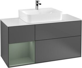 V&B Waschtischunterschrank Finion mit Wandbeleuchtung, Anthrazit lackiert, B: 120 cm, T: 50,1 cm, H: 50,1 cm - Bild 1