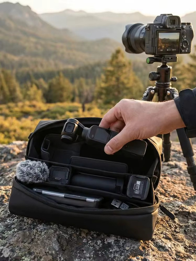 DJI Osmo Pocket Kameratasche mit abnehmbarem Schultergurt in Schwarz für Vlog-Gimbal und Zubehör - Bild 6