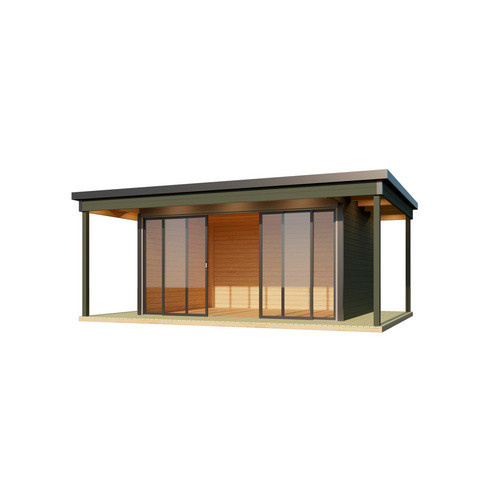 Lasita Maja Gartenhaus Domeo mit Loggia und Flachdach in Grüngrau, B/H/T: 597,6 x 239,4 x 421,5 cm - Bild 3