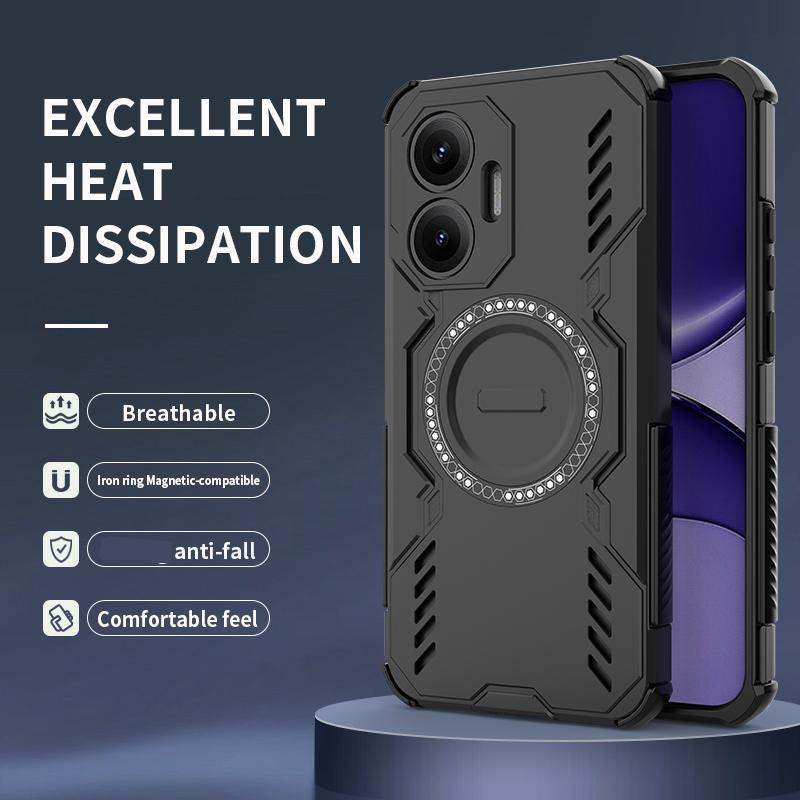 Armor Robustes Case für Xiaomi POCO M7 Pro, Magnetische Stoßfeste Schutzhülle aus PC und TPU, Transparent/Schwarz - Bild 3