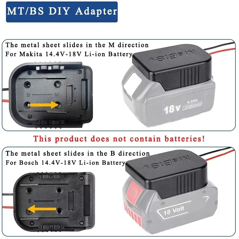 Dawupine DIY Netzteil Stecker Adapter Konverter für Makita BL1830 und Bosch 14,4 V-18 V Lithium-Batterien mit I/O Schalter und 30A Sicherung, Schwarz - Bild 2
