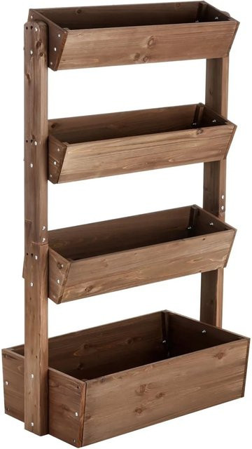tectake Vertikalbeet Flora aus lackiertem Tannenholz in Braun mit 4 Etagen und Schrägstellfunktion, B/T/H: 85 x 45 x 140 cm - Bild 2
