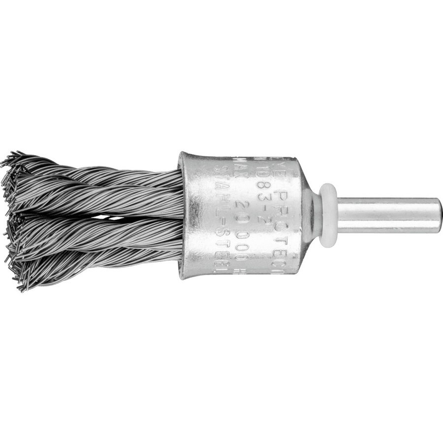 PFERD TOOLS POS Pinselbürste gezopft PBG in Silber mit Stahl-Draht-Ø 0,35 mm, Schaft-Ø 6 mm und Durchmesser 19 mm - Bild 1