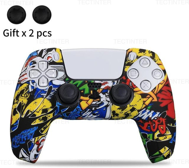 Silikon Schutzhülle für Sony PlayStation 5 Controller inklusive Daumen-Griffen in Multicolour - Bild 1