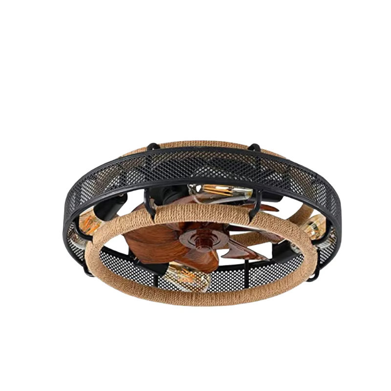 LINCCW Deckenventilator mit Licht in Schwarz, Schmiedeeisen-Design mit E27 Fassung und ABS-Ventilatorblättern, Durchmesser: 50 cm - Bild 4