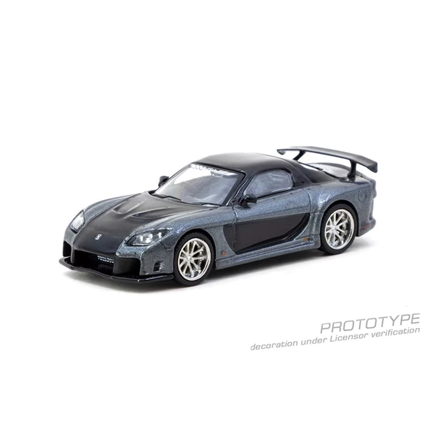 Tarmac Works Mazda RX7 VeilSide Fortune, Automodell, 1:64, Grau Metallic Schwarz, Druckguss - Bild 4