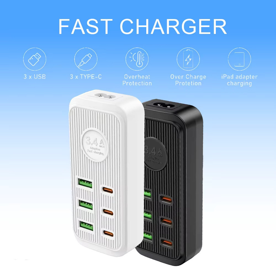 Lehotpia Reise-Mehrfachsteckdose mit USB-C PD Schnellladefunktion und 1,2 m Kabel für EU US UK Steckertypen - Bild 3