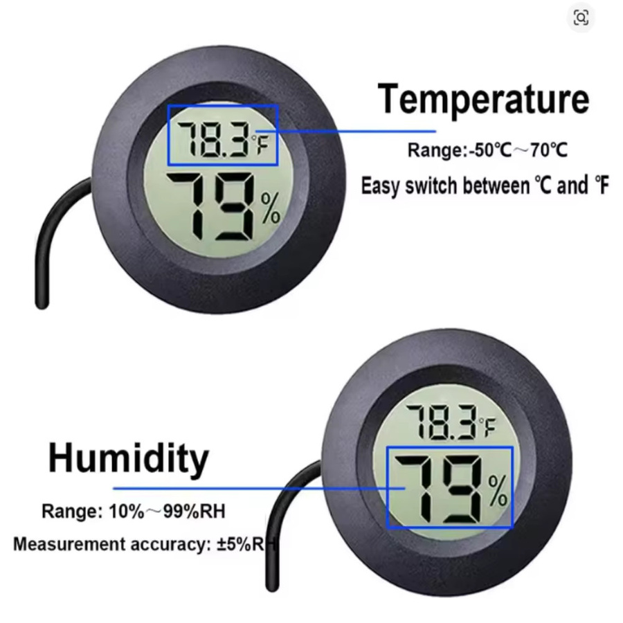 Gaqqee Digitales Thermometer-Hygrometer mit 1,5 Meter Sonde für dein Aquarium, Schwarz - Bild 2