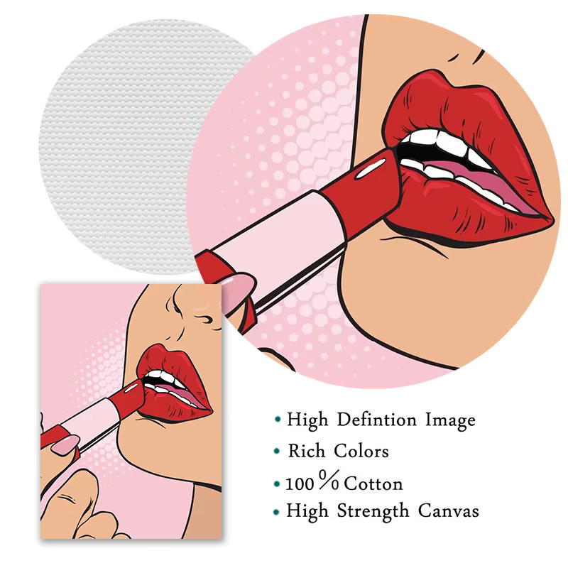 Potdemiel Nordic Pink Collection Poster mit roten Lippen und Herzen, abstrakter Wandkunstdruck in Pink und Rot, rahmenloser Papierposter für deine Wohnzimmerdekoration - Bild 2