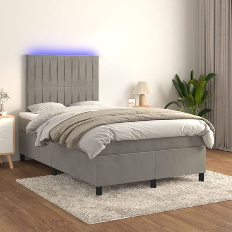 Vidaxl Boxspringbett mit Matratze aus Samt in Grau B/T/H: 120 x 200 x 118 cm - Bild 1