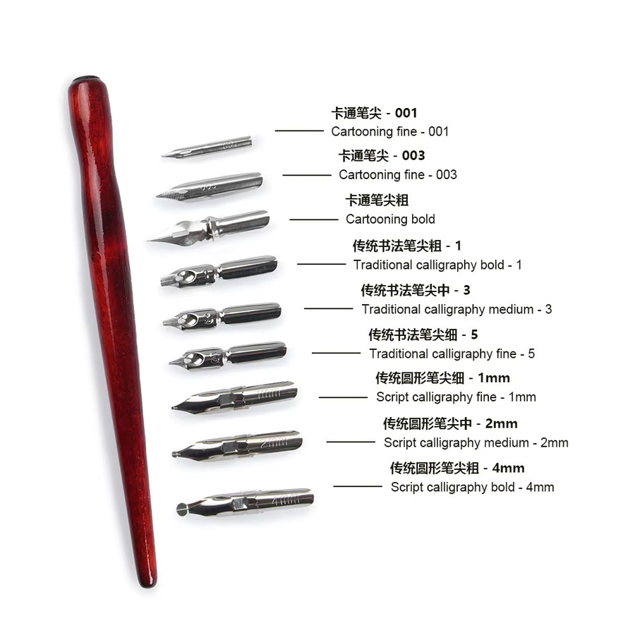 SeamiArt Dip Pen Set mit 9 Stiftspitzen und 1 Stifthalter für Cartoon Animation, Schriftzug und Kunstzeichnungen - Bild 2