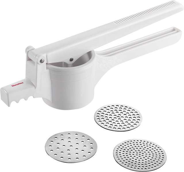 Metaltex Pressy 3 in 1 Kartoffel- und Spätzlepresse aus Edelstahl und Kunststoff, Farbe: Weiß, Höhe: 26 cm - Bild 1