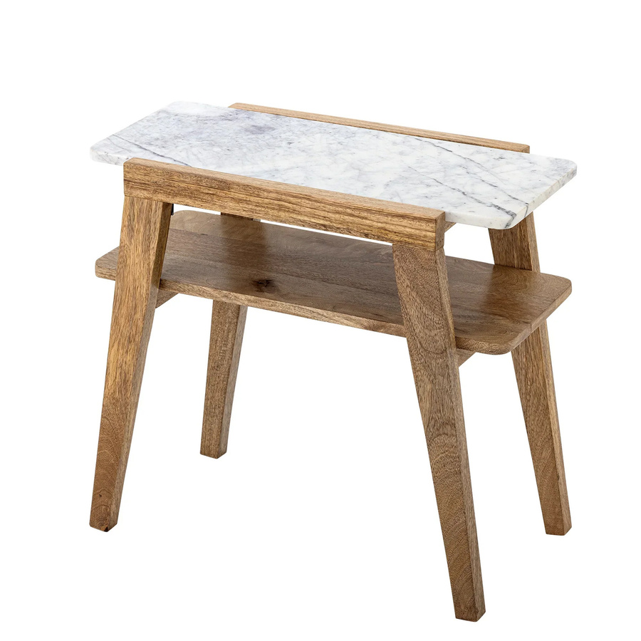 Bloomingville Beistelltisch Livi aus Mangoholz und Marmor in Braun und Weiß, B/T/H: 30 x 30 x 61 cm - Bild 1
