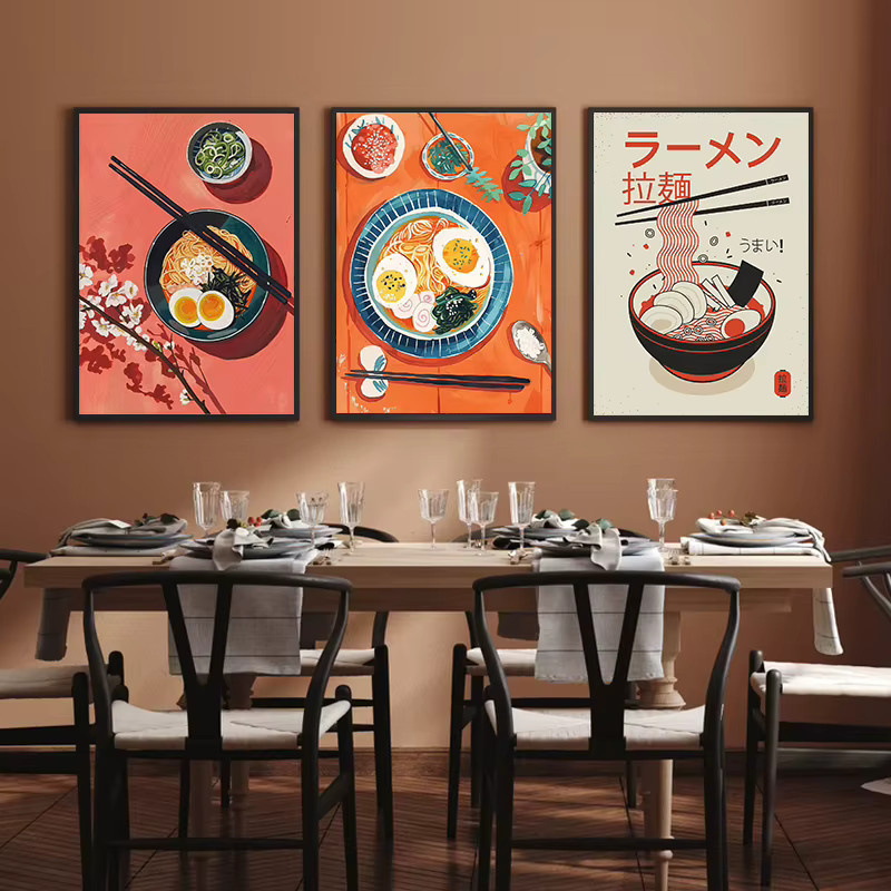 Potdemiel Leinwanddruck Lamian-Nudeln Abstraktes Japanisches Kunstwerk Mehrfarbig - Bild 2