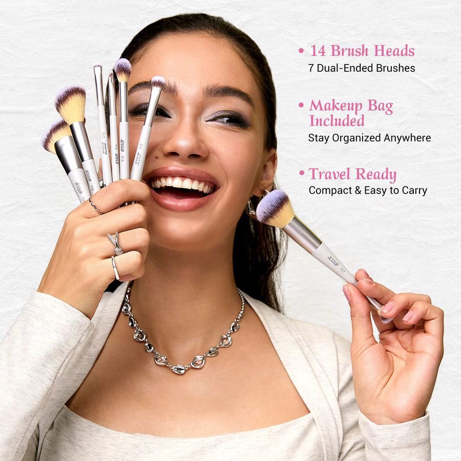Jessup Make-up-Pinsel-Set, 3/7-teilig, Grau - Bild 2