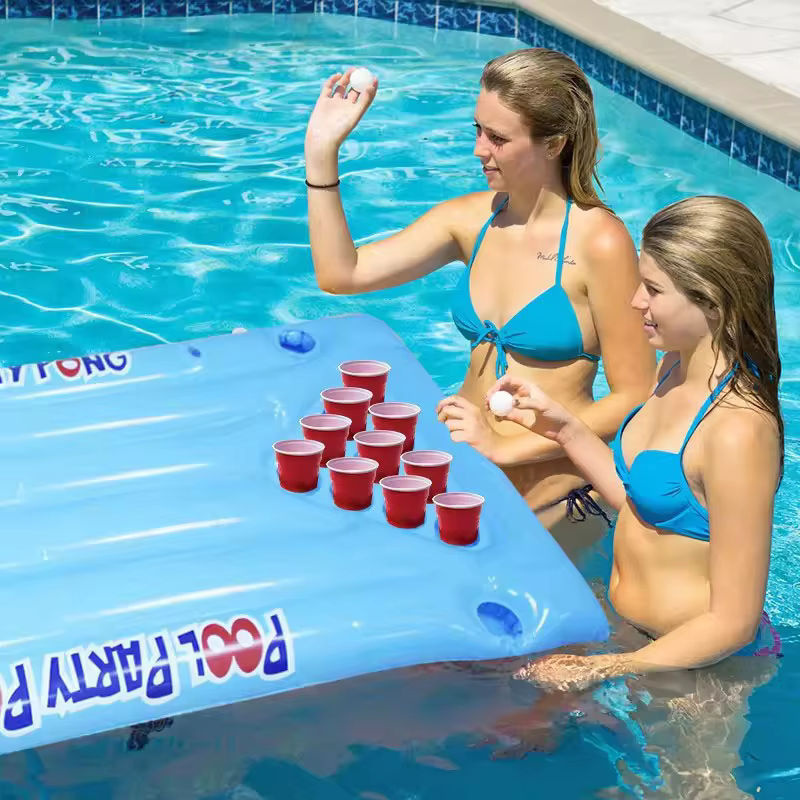 YHSBUY Aufblasbare Wasser-Hängematte mit Getränkehalter und Bier-Tisch in Blau - Bild 2