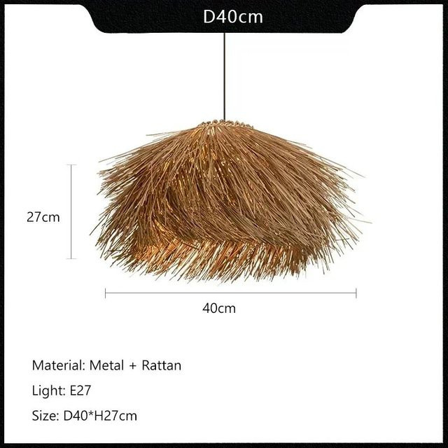 Yuda Lighting Handgewebte Rattan-Hängelampe in Braun mit Durchmesser: 40 cm - Bild 1