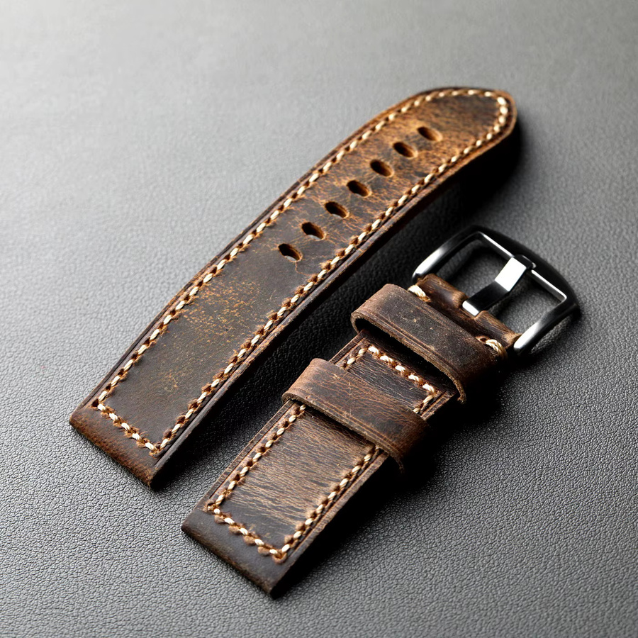 Raystray Uhrenarmband Leder, braun, Vintage, Herren - Bild 2
