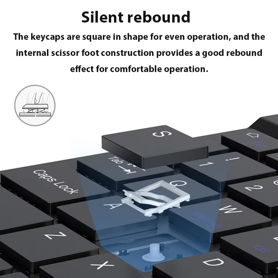 qukam Bluetooth Wireless Silent Keyboard mit Touchpad für iPad, Android, iOS und Windows Universal Tastatur - Bild 2
