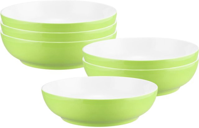 Seltmann Weiden Liberty Pure Colors Salad Bowls aus Porzellan, Grün, 6er Set, Durchmesser: 25 cm - Bild 1