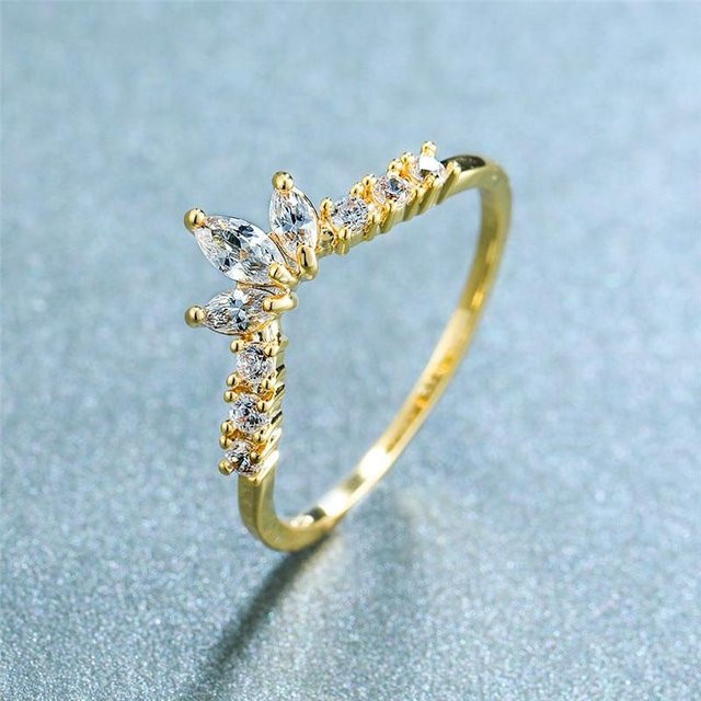YIRAN Jewelry Verlobungsring, Gelbgold, Weißer Kristallstein, Damen - Bild 1