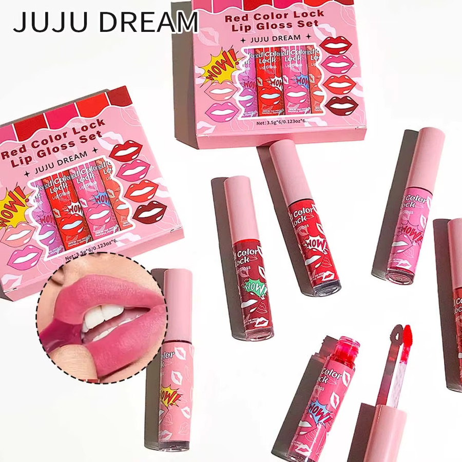JUJU Dream Lipgloss-Set, Matte Farben, Rotbraun-Rosa, 6er-Set, Unisex - Bild 2