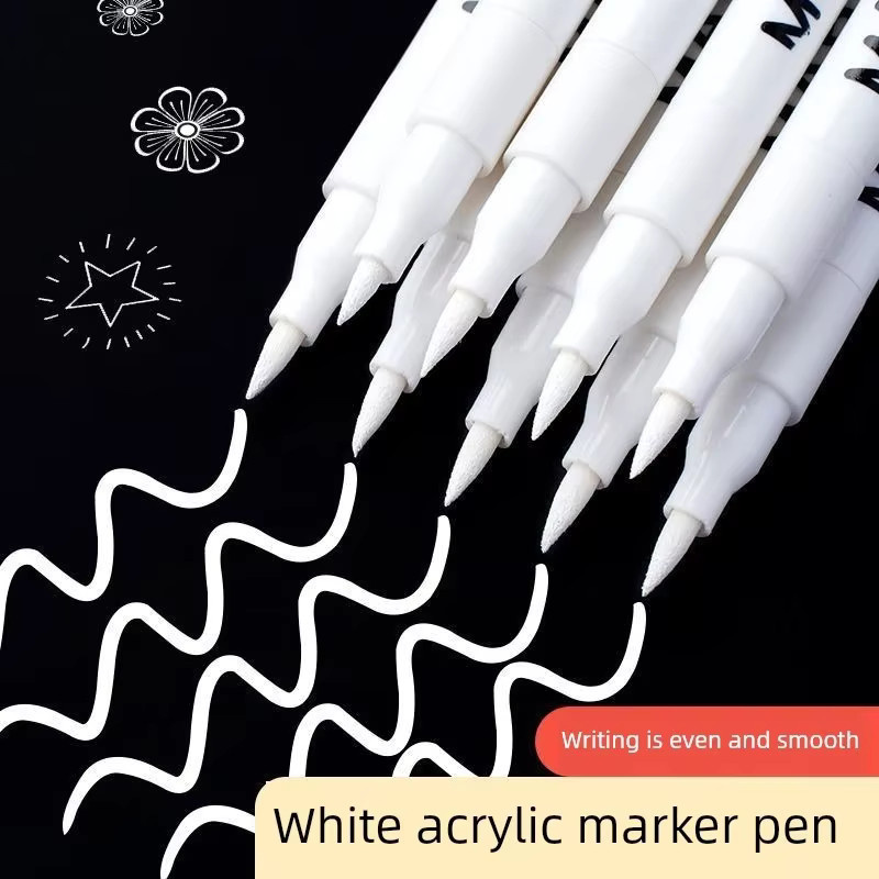Weißer Acrylmarker zum Skizzieren, Hervorheben und Malen mit Pinselspitze für Studenten und Erwachsene - Bild 4