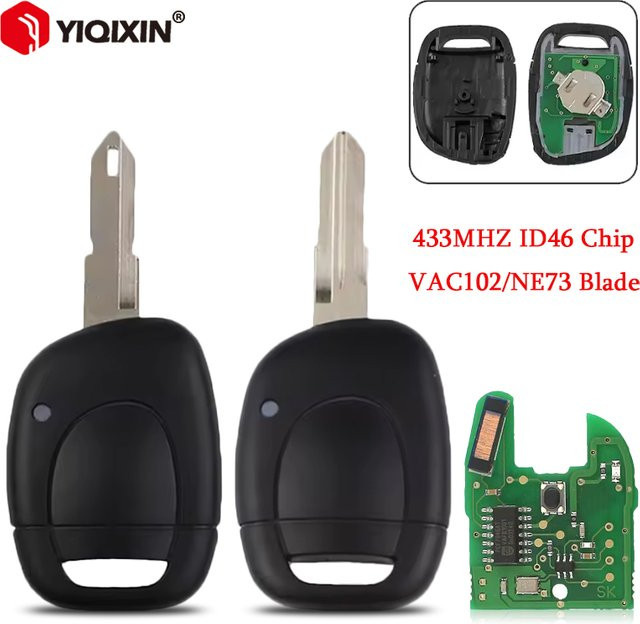 YIQIXIN Fernbedienung Auto Schlüssel für Renault Clio II Master Espace Kangoo 1 2 3 Simbol Twingo Scenic Laguna mit 433 MHz ID46 Chip und VAC102 NE73 Klinge in Schwarz - Bild 1