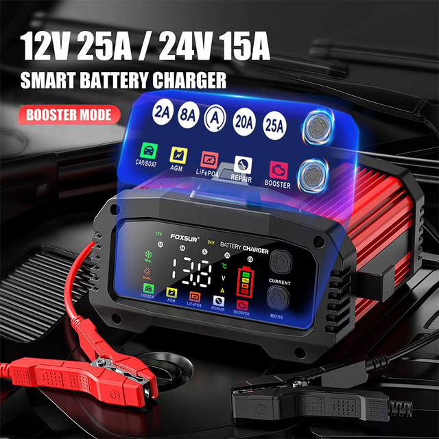 Lenovo Tragbares Intelligentes Autobatterie-Ladegerät mit Starthilfefunktion und wählbarem Ladestrom für Blei-Säure-Batterien in Rot - Bild 1