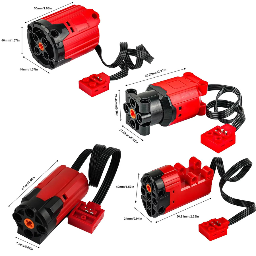 Wishiot MOC Power Functions Hochgeschwindigkeits-M-Motor XL Servomotor in Rot für Bausteine 88003 88004 8882 - Bild 2