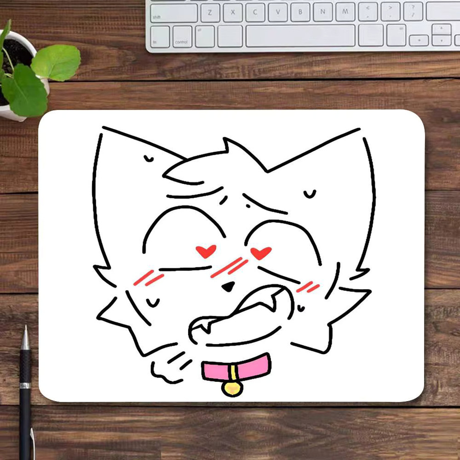 Boykisser Silly Cat Car Lustiges Mauspad für Gamer, rechteckige Computer-Schreibtischunterlage aus rutschfestem Gummi, Farbe: Weiß - Bild 3