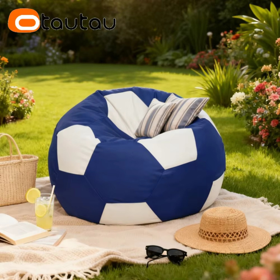 OTAUTAU Outdoor Fußball Sitzsack Abdeckung für Pool, Strand und Garten in Blau-Weiß DD221 - Bild 3