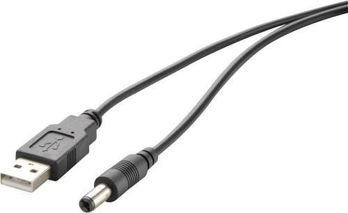 Renkforce USB 2.0 Stromkabel mit USB-A Stecker und DC Stecker 5,5mm, Schwarz, Länge: 1,00 m, vergoldete Steckkontakte, RF-4079664 - Bild 1