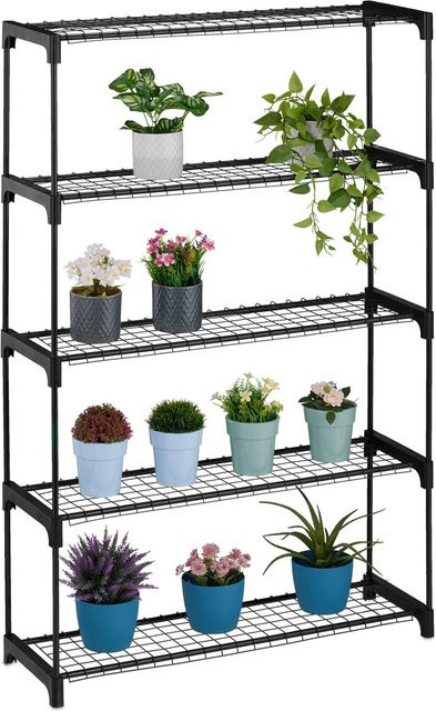 Relaxdays Blumenregal aus Metall in Schwarz mit 5 Ebenen, H: 140 cm, B: 91 cm, T: 28 cm - Bild 1