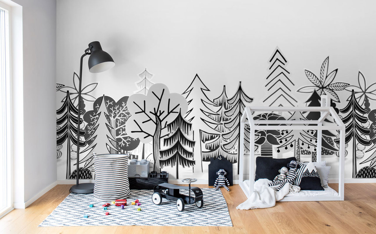 Rebel Walls Mural Nordic Valley Wandtattoo im skandinavischen Design in Schwarz und Weiß - Bild 3
